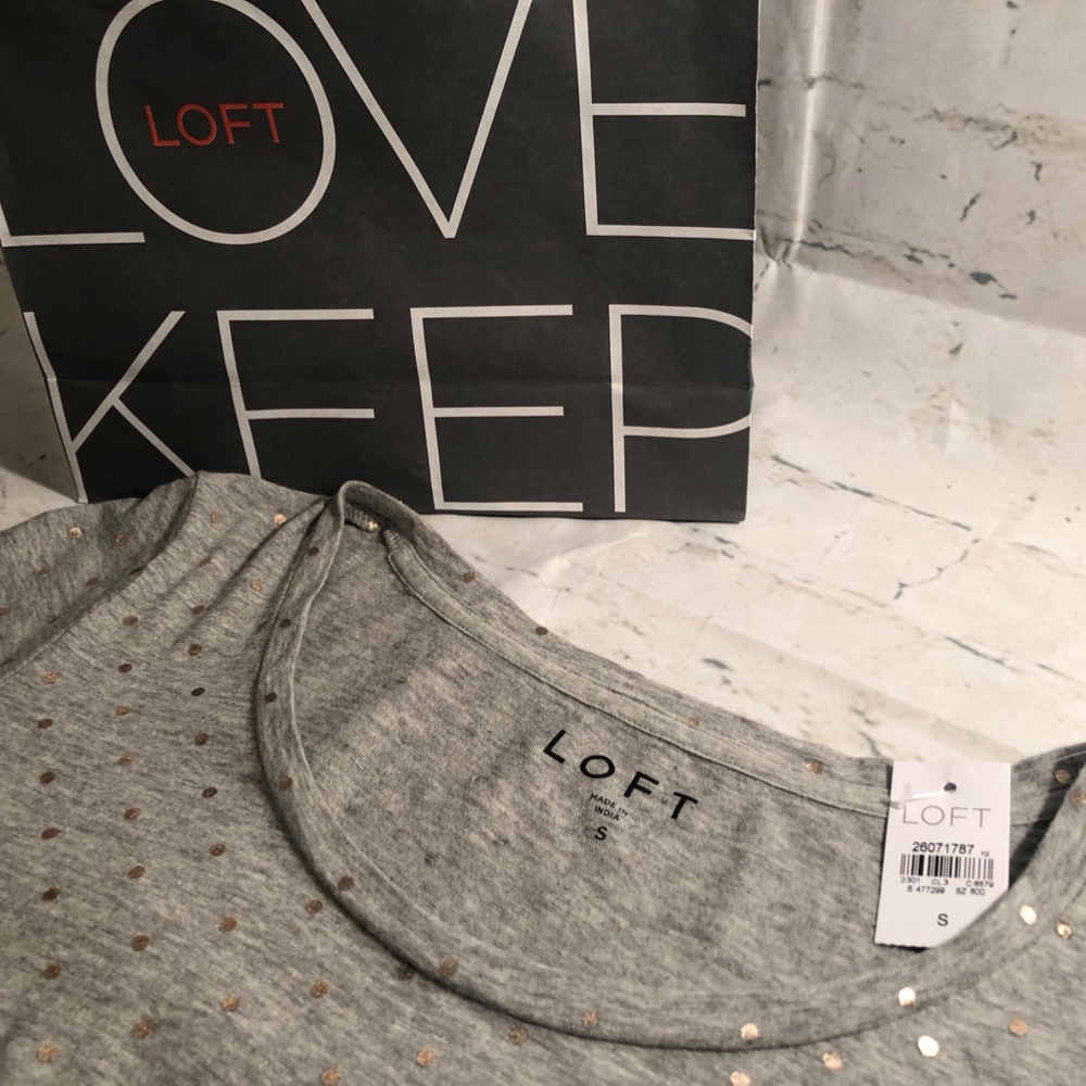 LAST ONE! LOFT Shimmer Dot Long Sleeve Tee - Picture 2 of 8